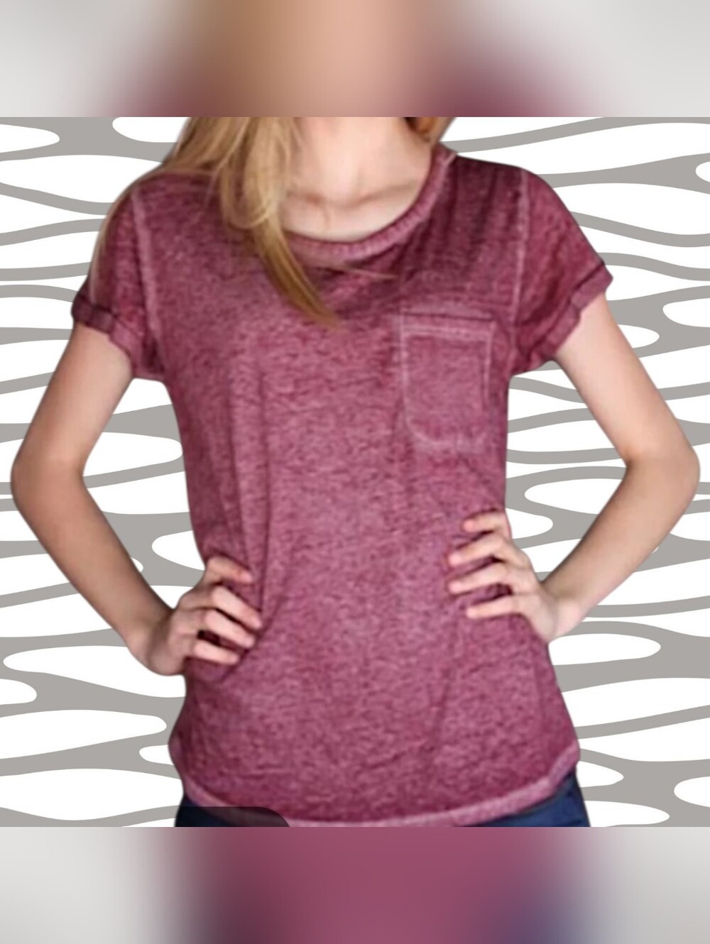 American Eagle Outfitters Wine Heather Pocket Short Sleeve Tee